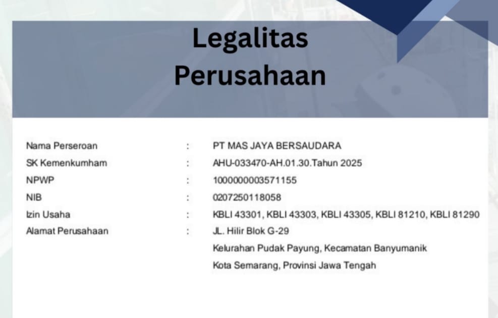 Sertifikat Kompetensi PT Mas Jaya Bersaudara